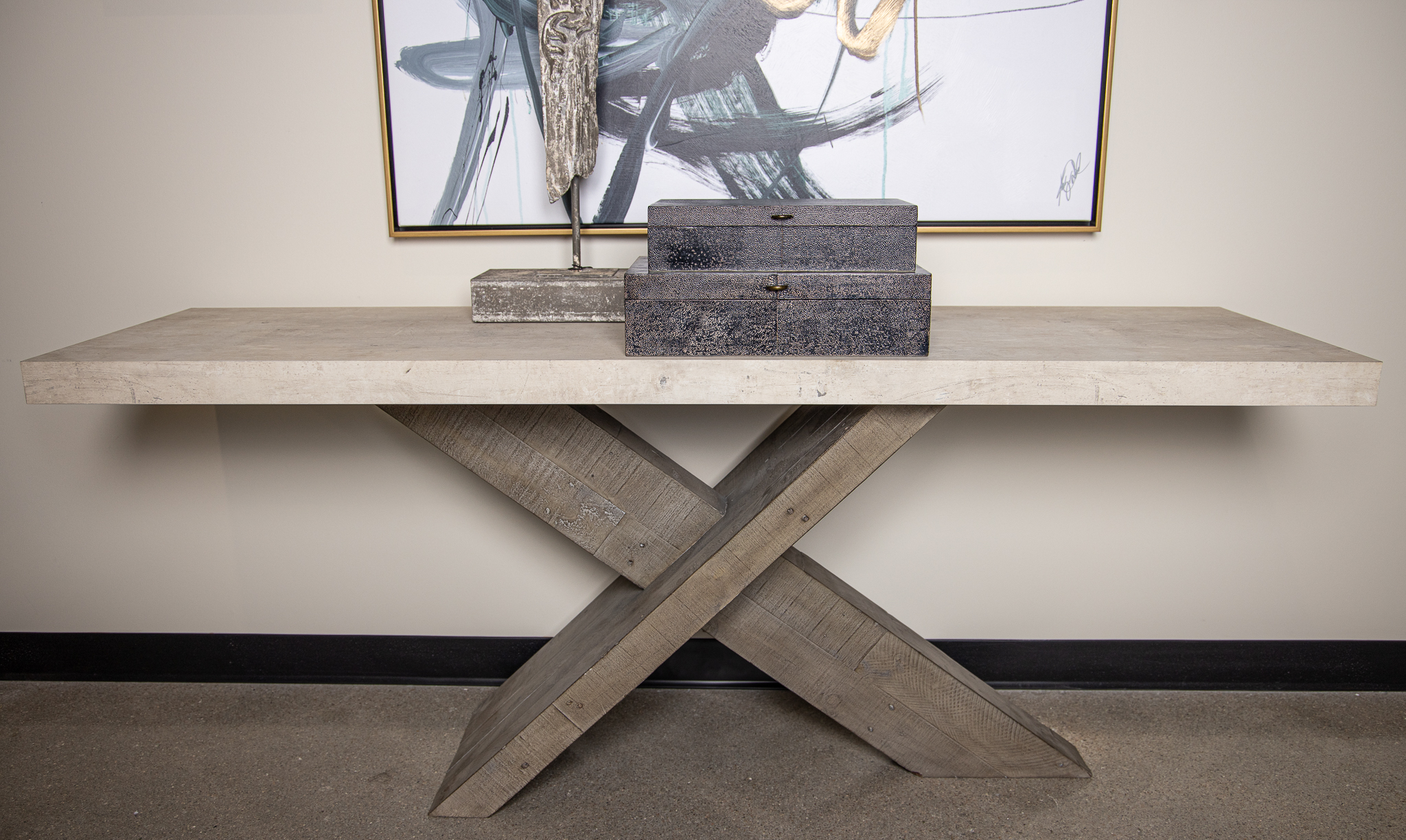 Light or Bleach Wood Console Table
